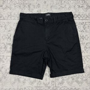 Billabong Shorts Mens Chino Black Flat Front Casual Hip Pocket Skater Size 34